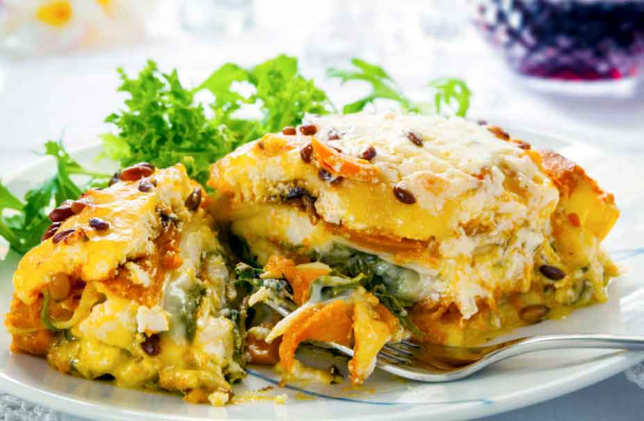 This delicious lasagne can be varied to use up whatever you have on hand.