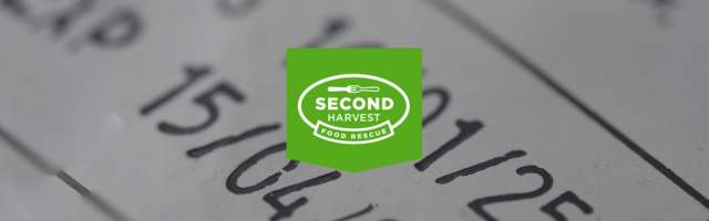 Second Harvest logo over graphic of a best before date.